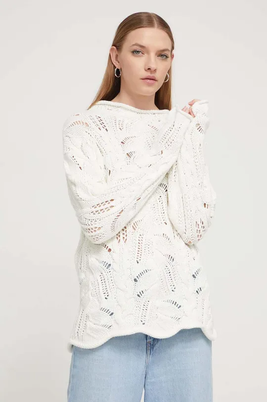 fehér Desigual pamut pulóver Női