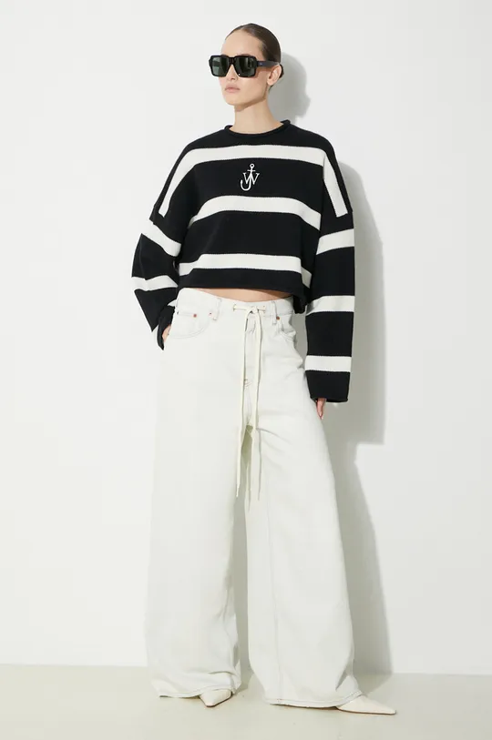 JW Anderson maglione in lana Cropped Anchor Jumper nero