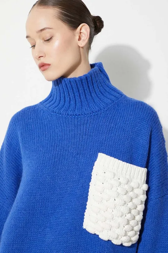 JW Anderson sweter wełniany Textured Patch Pocket Turtleneck Jumper Damski