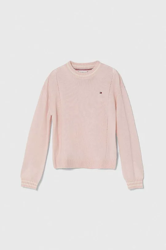 różowy Tommy Hilfiger sweter wełniany dziecięcy Dziewczęcy