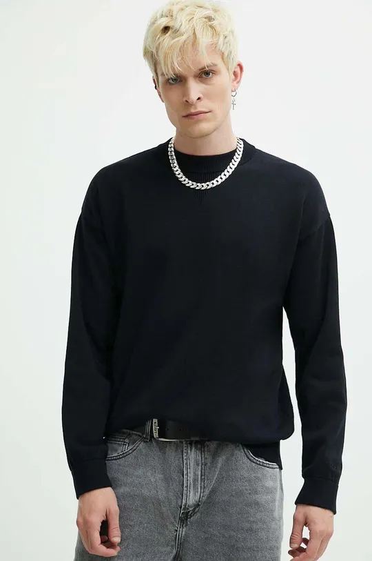 čierna Bavlnený sveter HUGO Pánsky