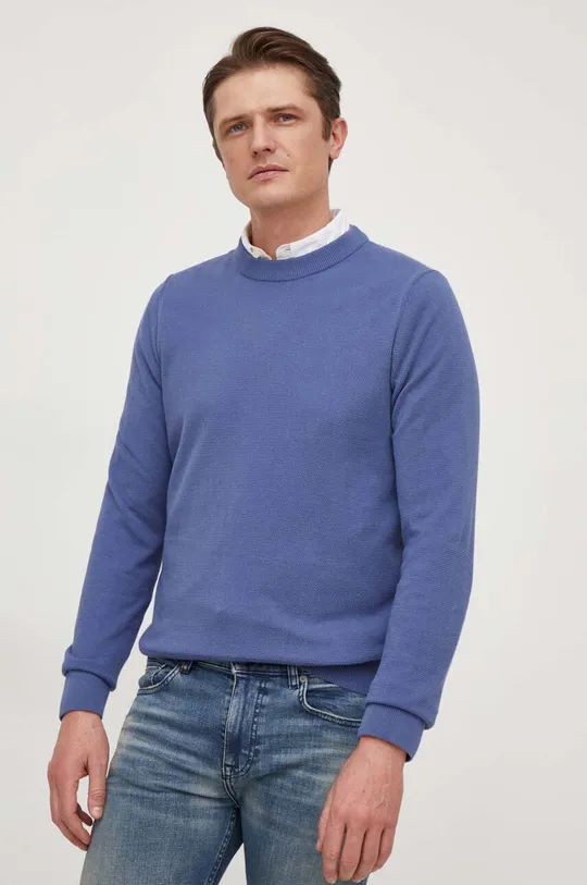 niebieski BOSS sweter bawełniany