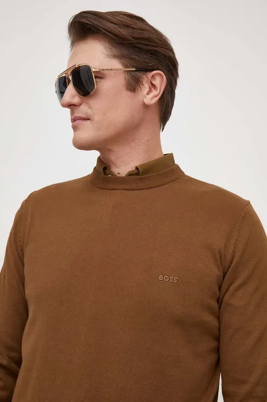 коричневый Хлопковый свитер BOSS