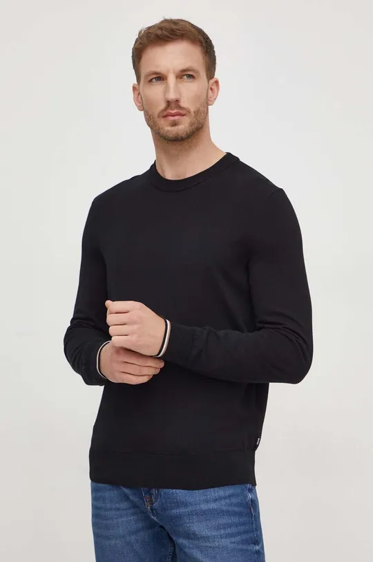 czarny BOSS sweter bawełniany Męski