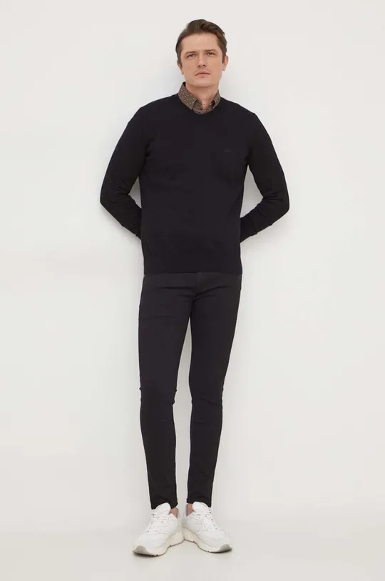 Pamučni pulover BOSS crna