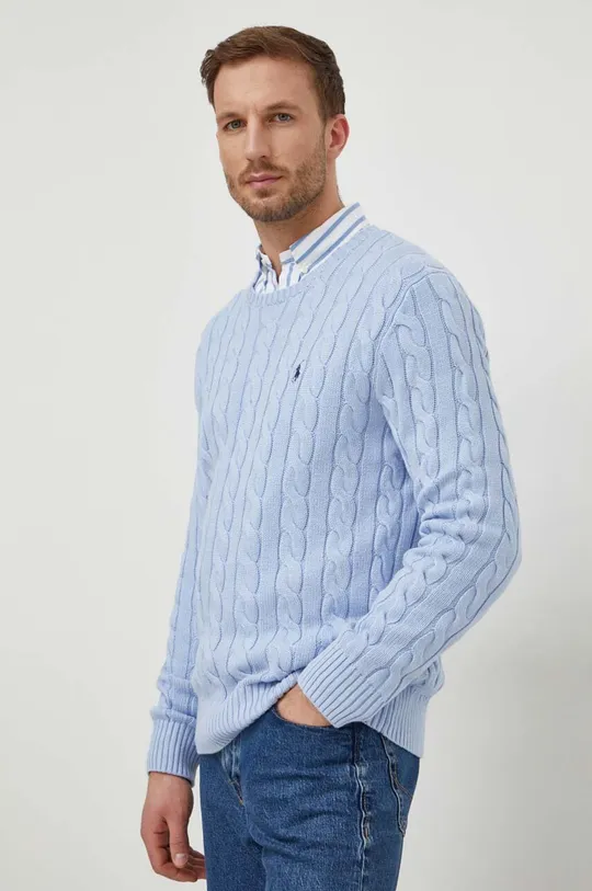 modrá Bavlnený sveter Polo Ralph Lauren Pánsky
