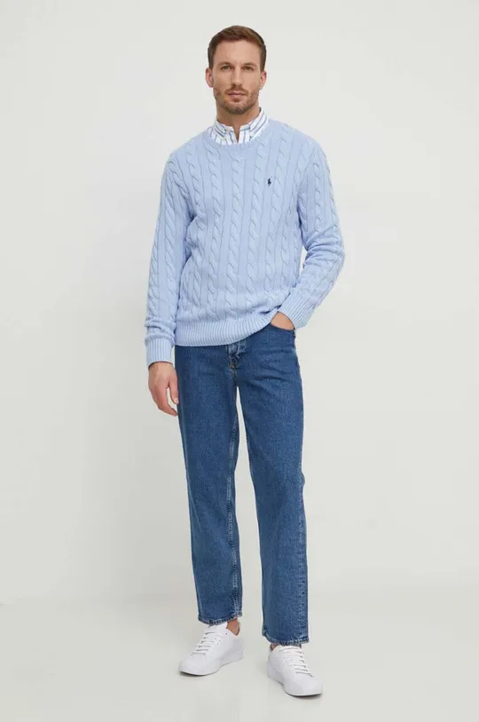 Bombažen pulover Polo Ralph Lauren modra