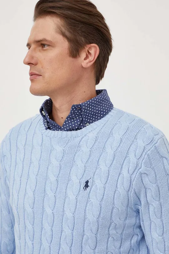 modrá Bavlnený sveter Polo Ralph Lauren Pánsky