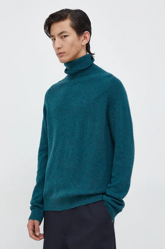 Samsoe Samsoe sweter wełniany ISAK turkusowy