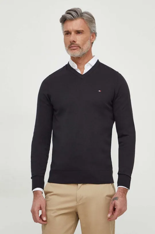 Pamučni pulover Tommy Hilfiger crna