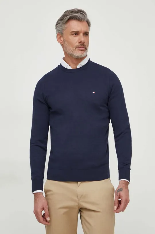 mornarsko modra Bombažen pulover Tommy Hilfiger