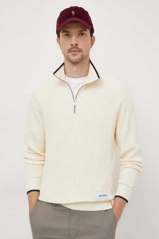 béžová Bavlnený sveter Tommy Hilfiger