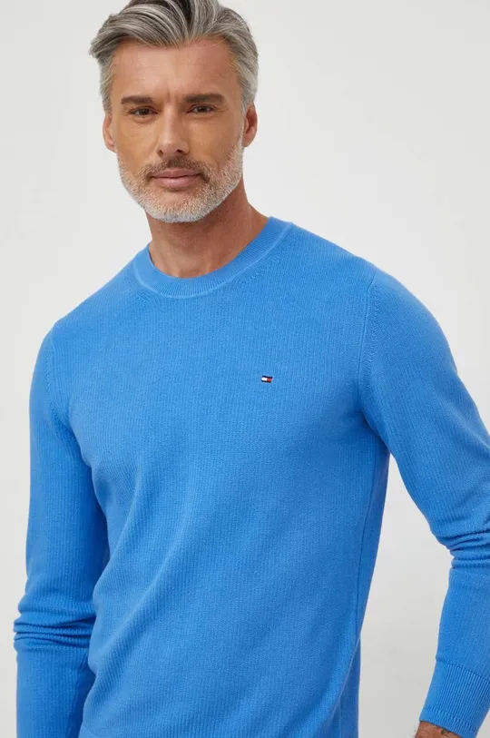 modrá Bavlnený sveter Tommy Hilfiger Pánsky