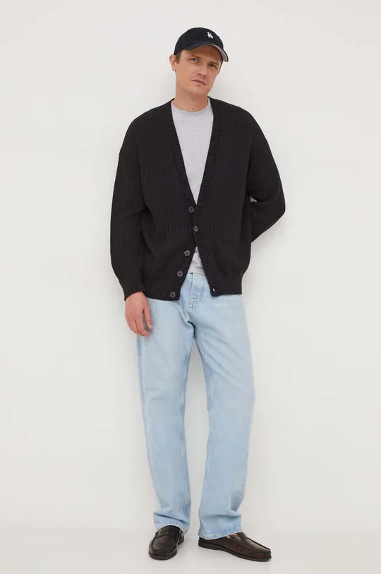 Calvin Klein Jeans kardigan bawełniany czarny