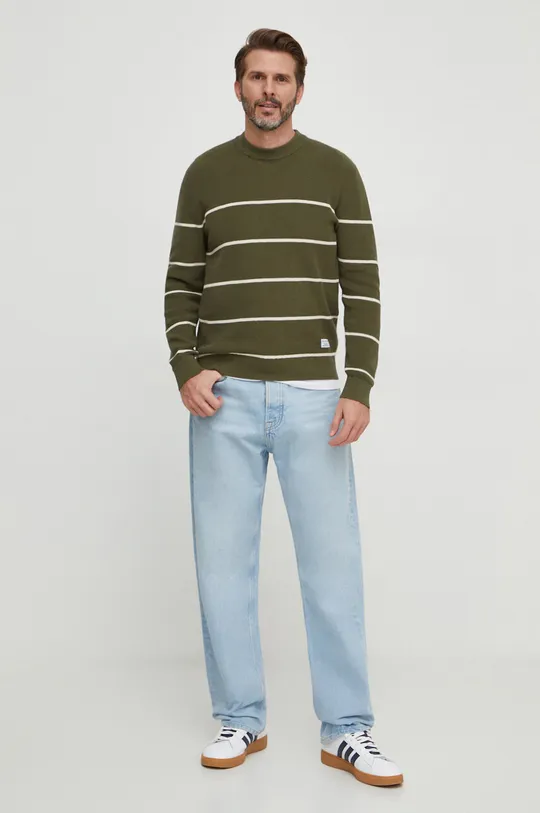 Pepe Jeans pamut pulóver zöld