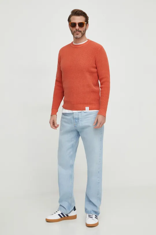 Pepe Jeans sweter bawełniany pomarańczowy