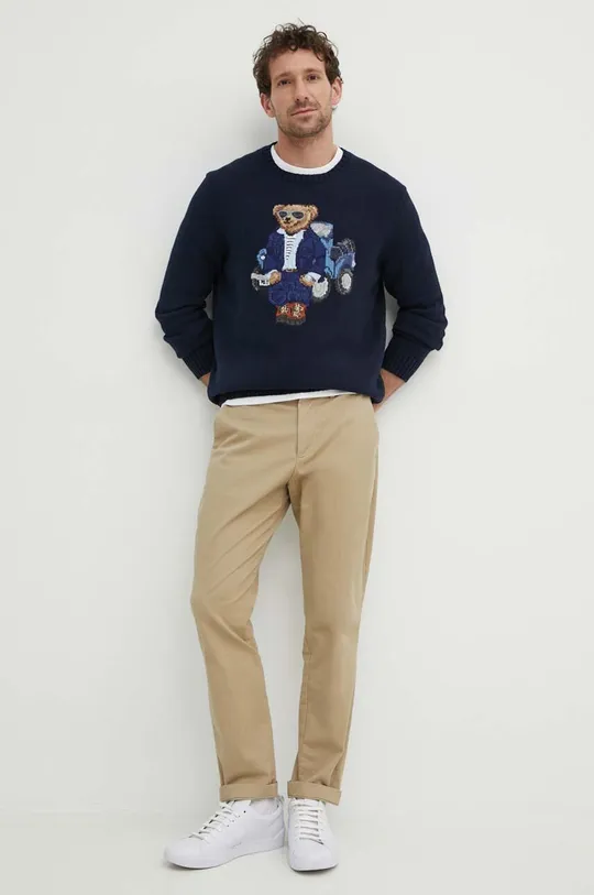 Polo Ralph Lauren pamut pulóver sötétkék