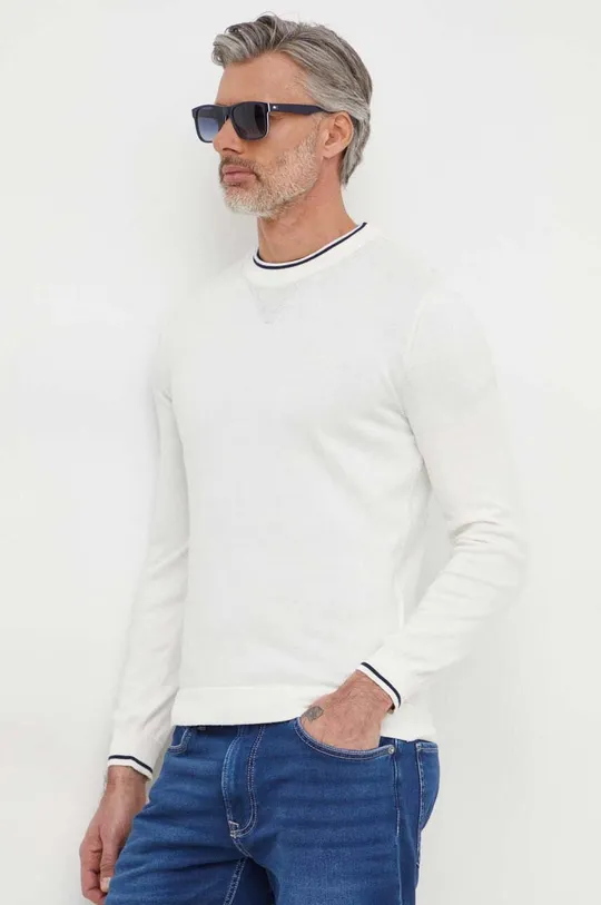 bijela Pamučni pulover Pepe Jeans Mike Muški