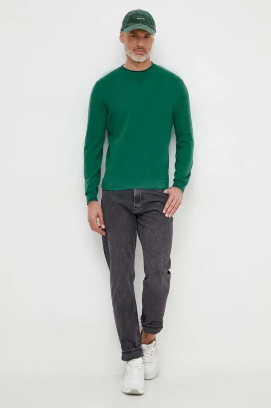 Хлопковый свитер Pepe Jeans Mike зелёный