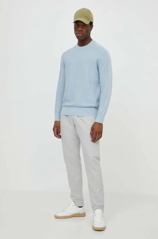 Armani Exchange sweter bawełniany niebieski