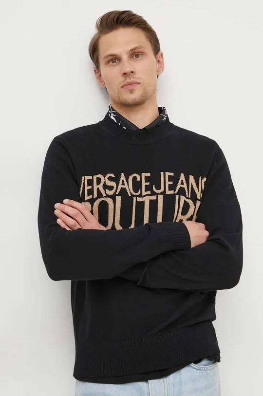 črna Pulover s primesjo kašmirja Versace Jeans Couture Moški