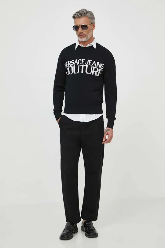 Pulover s primesjo kašmirja Versace Jeans Couture črna