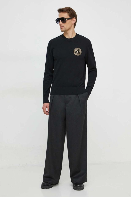 Versace Jeans Couture sweter z domieszką kaszmiru czarny