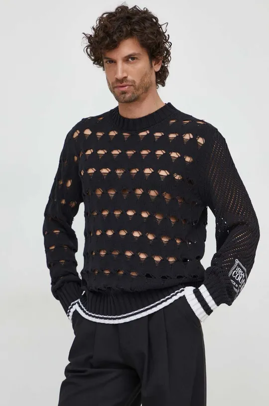 črna Bombažen pulover Versace Jeans Couture Moški