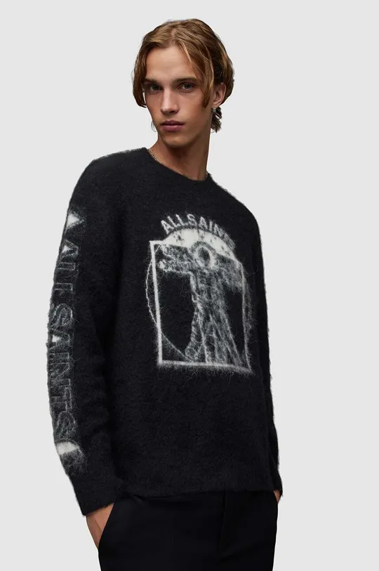 czarny AllSaints sweter z wełną Insignia Męski
