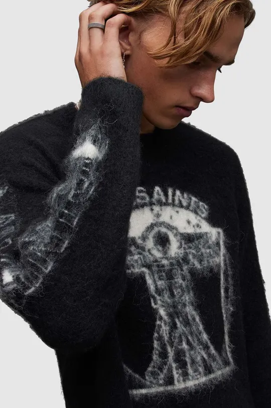 Vlnený sveter AllSaints Insignia čierna