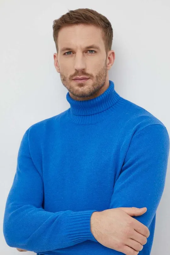 niebieski United Colors of Benetton sweter z domieszką wełny Męski