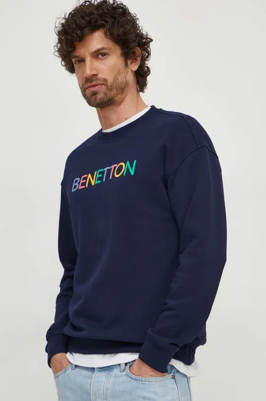 σκούρο μπλε Βαμβακερή μπλούζα United Colors of Benetton Ανδρικά