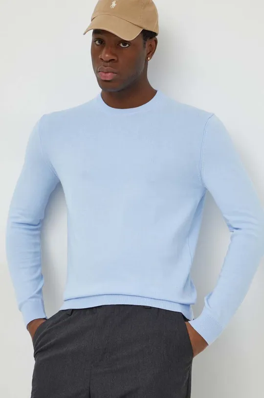 niebieski United Colors of Benetton sweter bawełniany Męski