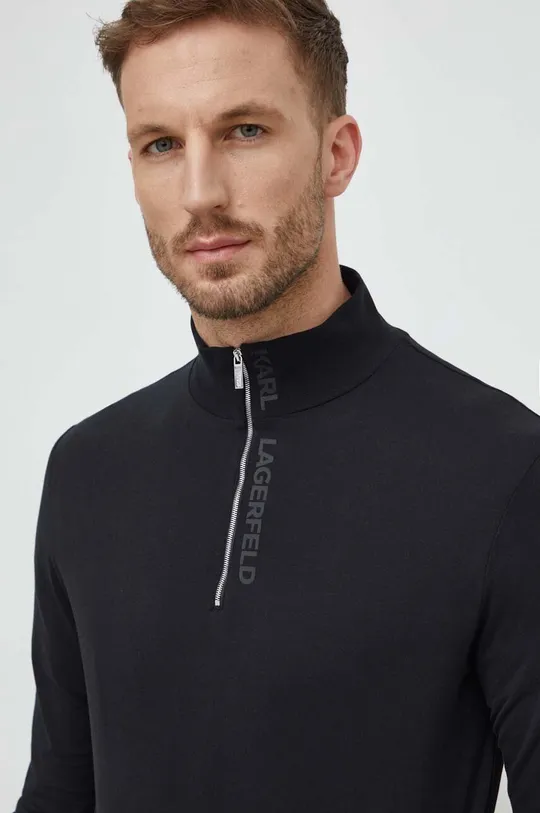 čierna Bavlnené tričko s dlhým rukávom Karl Lagerfeld