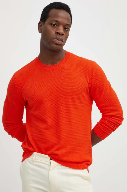 pomarańczowy United Colors of Benetton sweter bawełniany Męski