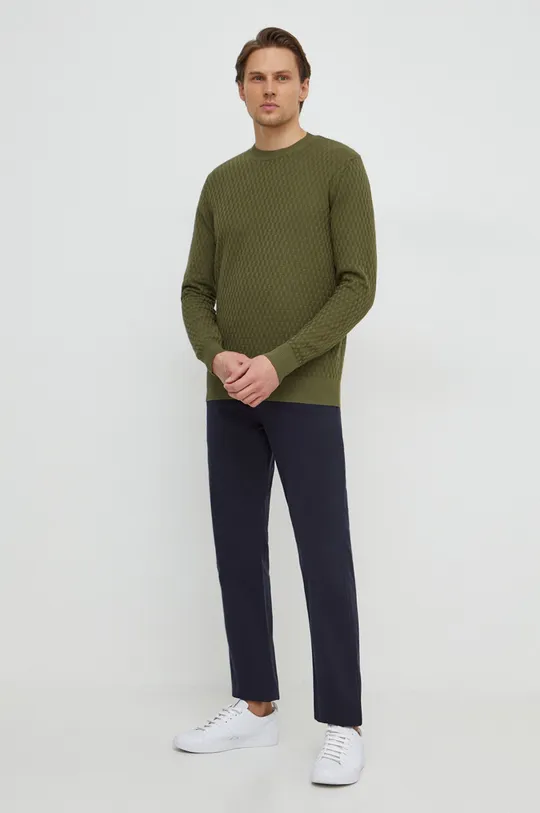 Sisley sweter bawełniany zielony