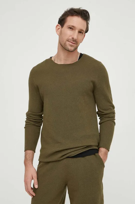 zielony American Vintage sweter PULL ML COL ROND Męski