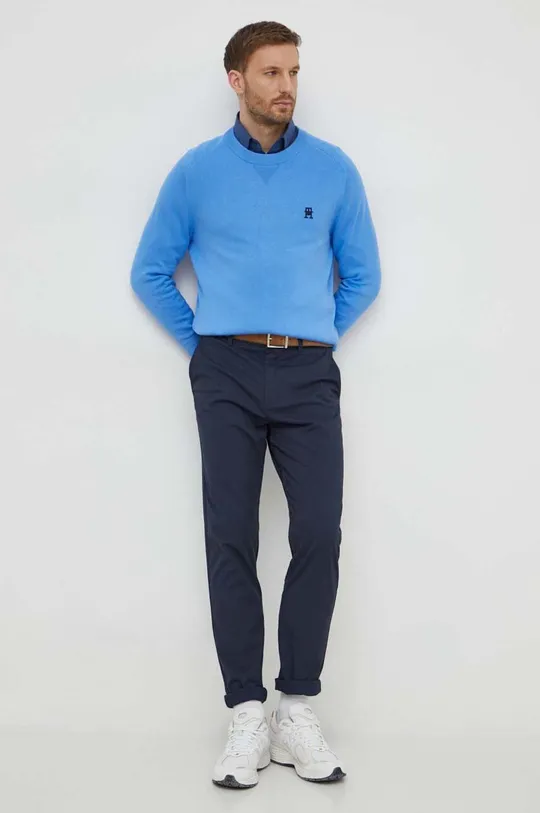 Βαμβακερό πουλόβερ Tommy Hilfiger μπλε