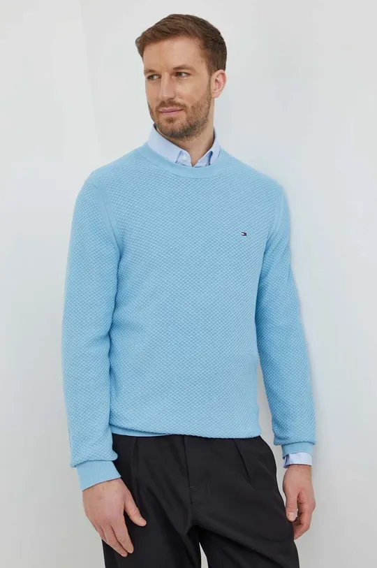 plava Pamučni pulover Tommy Hilfiger Muški