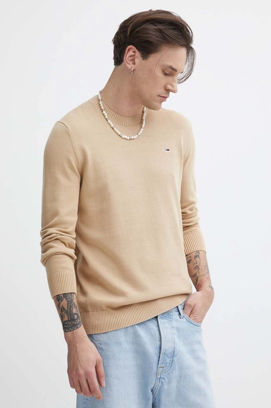 beżowy Tommy Jeans sweter bawełniany Męski