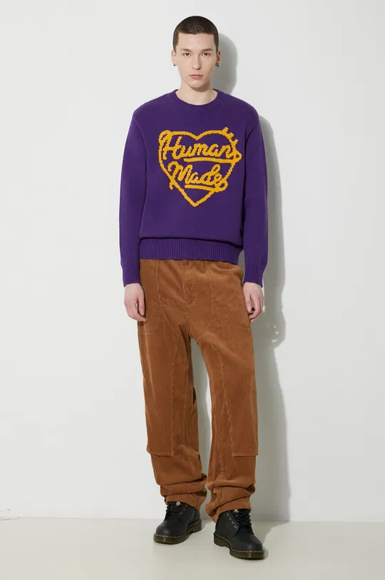 Vlněný svetr Human Made Low Gauge Knit Sweater fialová