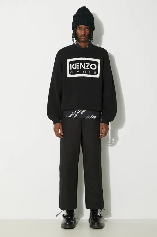 Kenzo sweter z domieszką wełny Bicolor Kenzo Paris Jumper czarny