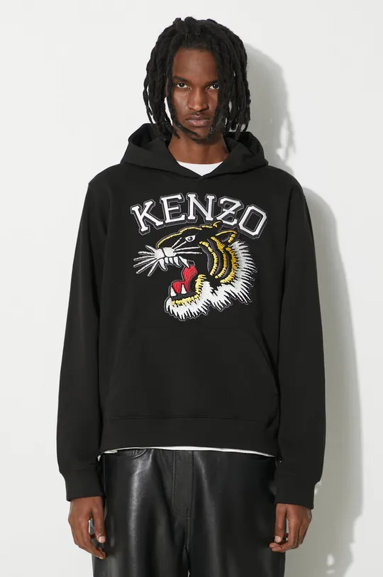 μαύρο Βαμβακερή μπλούζα Kenzo Tiger Varsity Slim Hoodie Ανδρικά