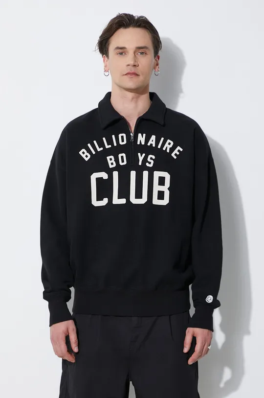 czarny Billionaire Boys Club bluza bawełniana Collared Half Zip Sweater Męski