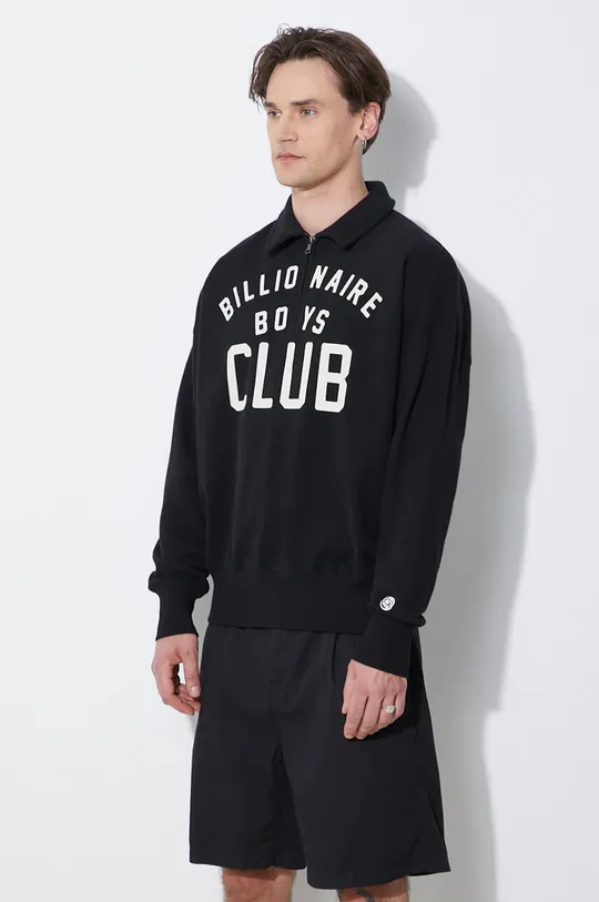 černá Bavlněná mikina Billionaire Boys Club Collared Half Zip Sweater