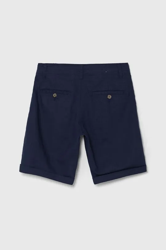 Kratke hlače iz mešanice lana United Colors of Benetton mornarsko modra
