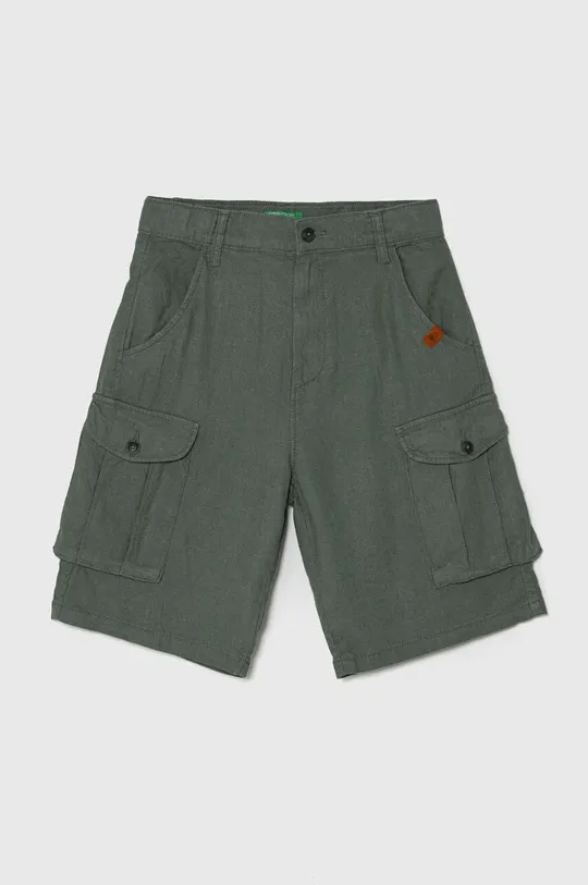 zelena Otroške lanene kratke hlače United Colors of Benetton Fantovski