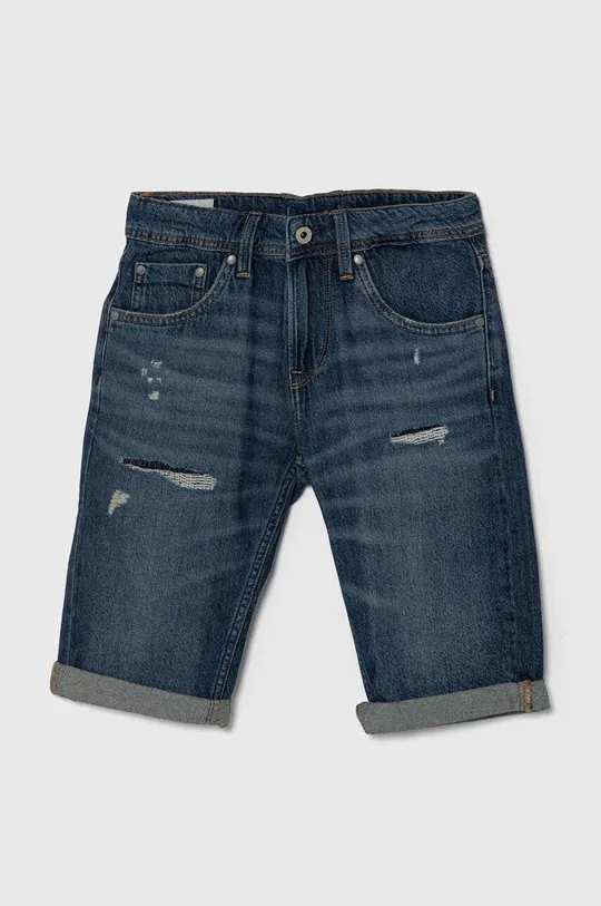 granatowy Pepe Jeans szorty jeansowe dziecięce SLIM SHORT REPAIR JR Chłopięcy