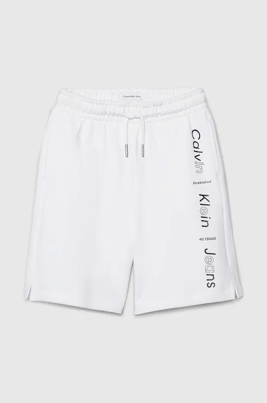 Παιδικό βαμβακερό σορτς Calvin Klein Jeans λευκό