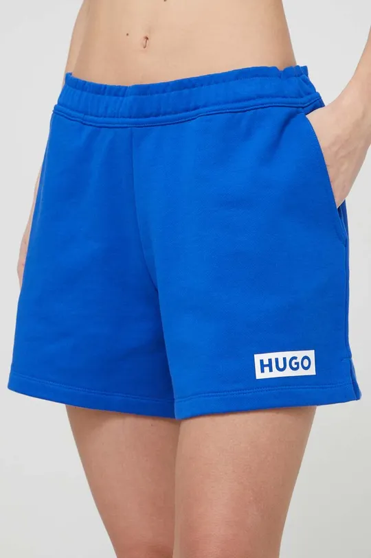 modra Bombažne kratke hlače Hugo Blue
